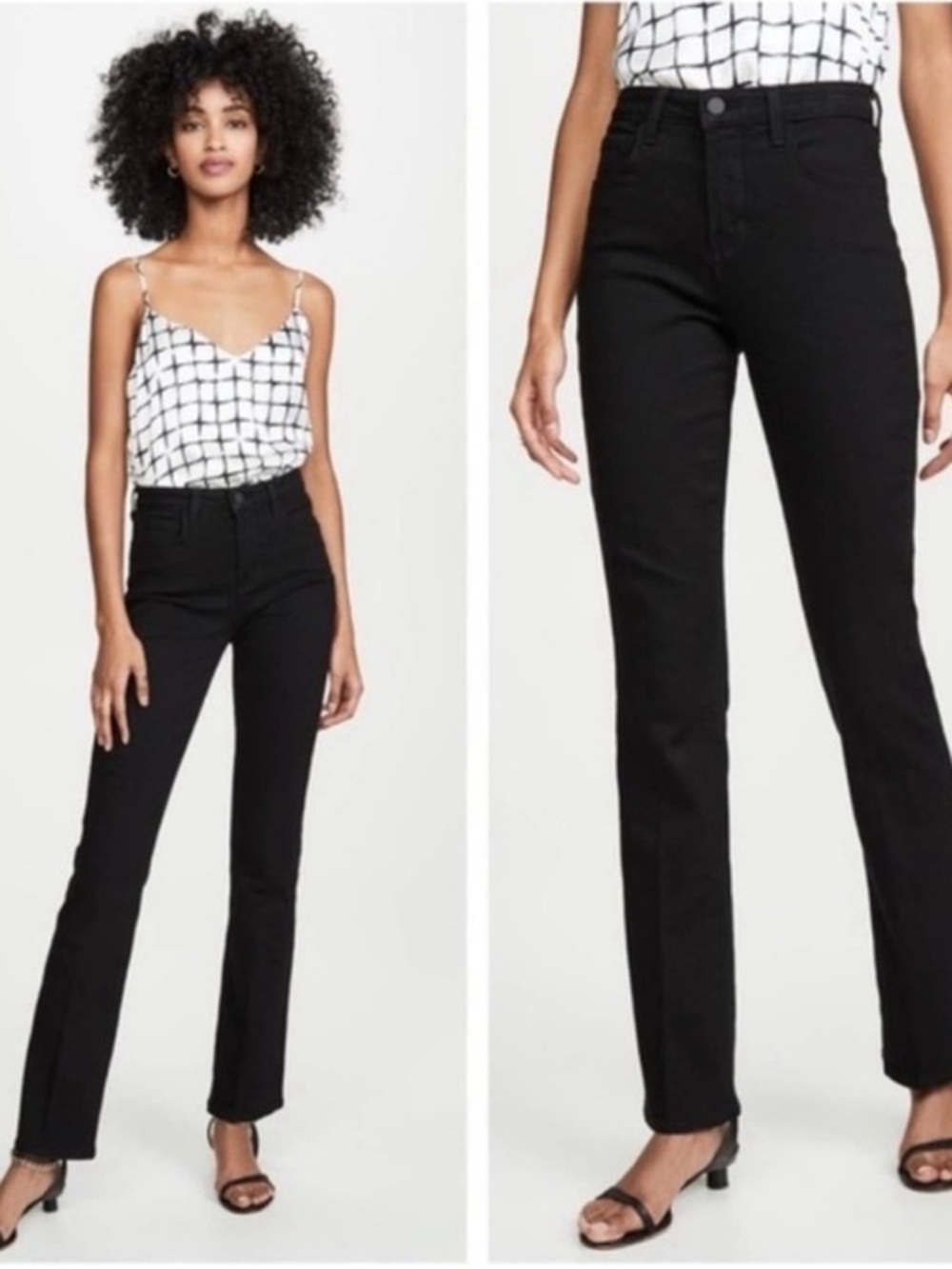 L'agence Oriana Mid Rise Straight Jean Black Stretch Denim Old Money Size 25